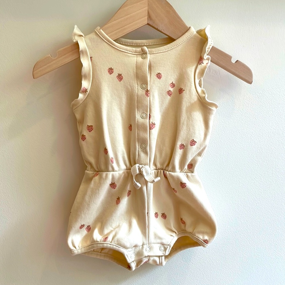 Colored Organics - Amelia Tank Romper - Strawberry/Blush - 3-6 mos